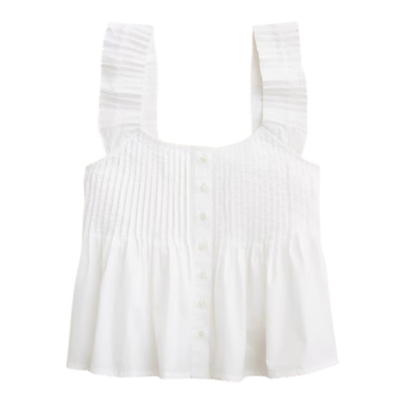 J. Crew White Blouse with Ruffled Straps - Picture 1 of 9